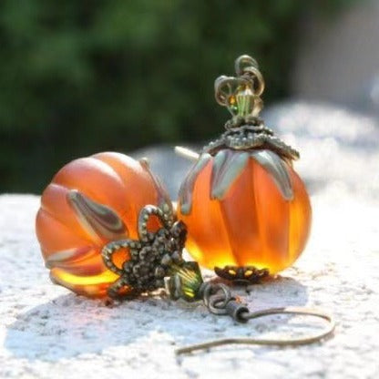 Wholesale Vintage  Pumpkin Pendant Teardrop Earrings